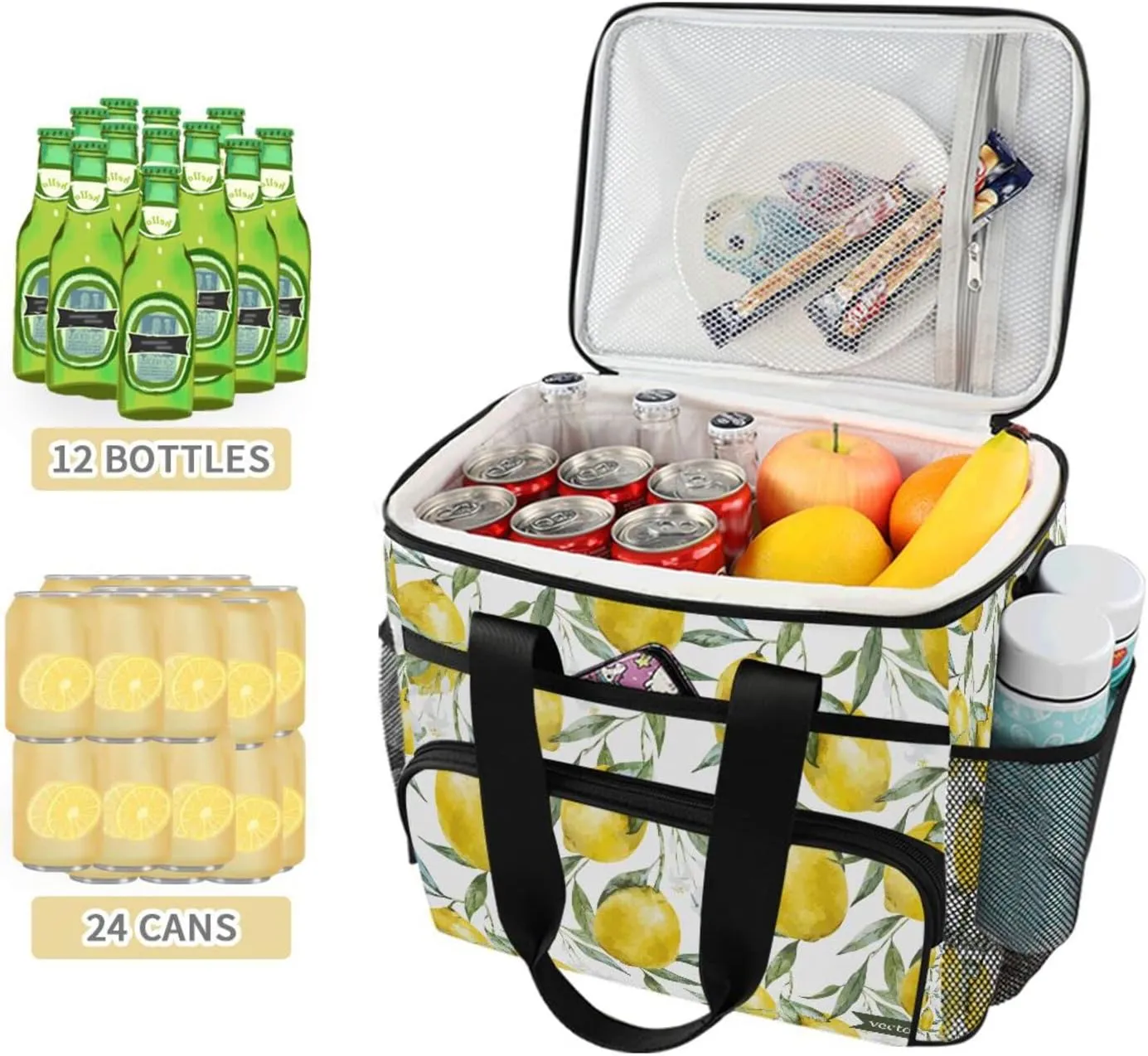 Cooler Bag Insulated Picnic Bag Large Lunch Box Reusable Tote Bag Soft Sided Portable Beach Cooler Grocery Camping
