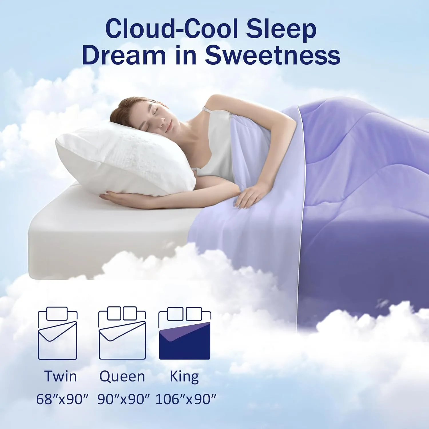 Cooling Blanket Comforter Hot Sleepers-Full/King Cooling Duvet Insert, Double-Sided Cold Blanket for Night Sweats, Summer Lightweight Breathable Comforter (106''x90'', Light Purple)