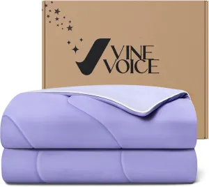 Cooling Blanket Comforter Hot Sleepers-Full/King Cooling Duvet Insert, Double-Sided Cold Blanket for Night Sweats, Summer Lightweight Breathable Comforter (106''x90'', Light Purple)