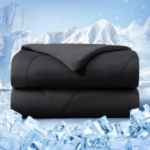 Cooling Comforter King Size, Double-Sided Cold Tech Fabric Quilted Bed Comforters Cooling Blanket for Hot Sleepers, Breathable Lightweight Summer Bedding, All-Season Ice Blanket, Black