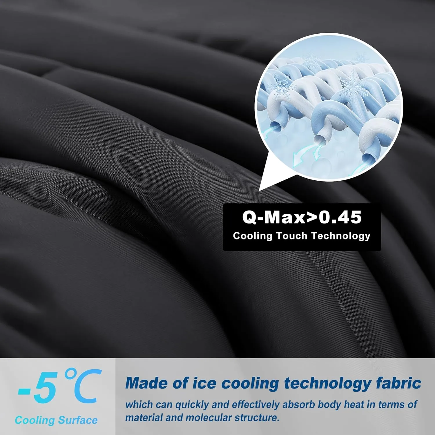 Cooling Comforter King Size, Double-Sided Cold Tech Fabric Quilted Bed Comforters Cooling Blanket for Hot Sleepers, Breathable Lightweight Summer Bedding, All-Season Ice Blanket, Black