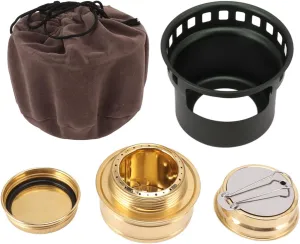 Copper Windproof Portable Alcohol Stove for Camping Picnic Cooking Hiking (Dark Green)
