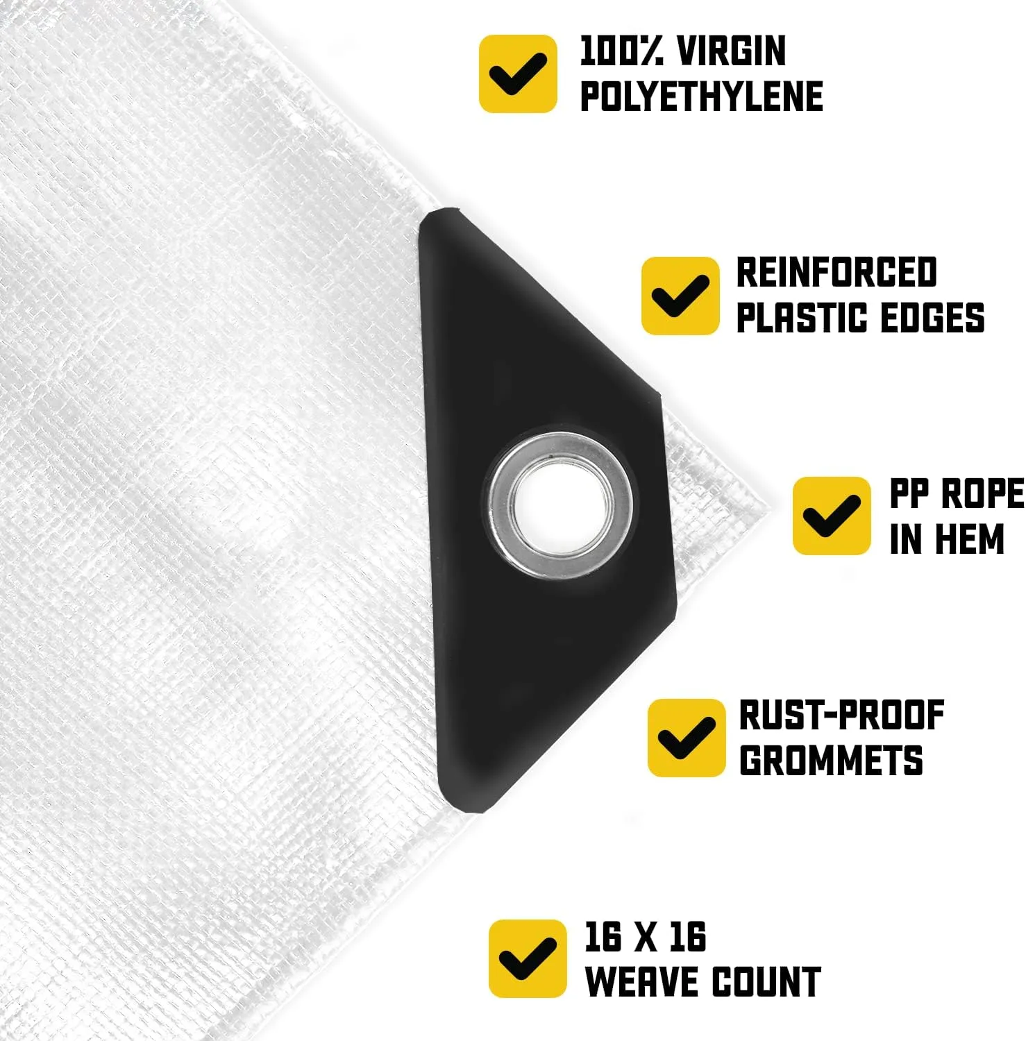 Core Tarps Extreme Heavy Duty 20 Mil Tarp Cover, Waterproof, UV Resistant, Rip and Tear Proof, Poly Tarpaulin with Reinforced Edges for Roof, Camping, Patio, Pool, Boat (White 12′ X 25′)