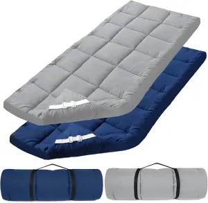 Cot Mattress Topper (Improved Thickness), Quilted Cot Pads for Camping, Soft Comfortable Sleeping Cot Mattress Pad Only, Camping Mattress Pad 75"x30" for Camp Cot/Rv Bunk/Narrow Twin Beds, Navy