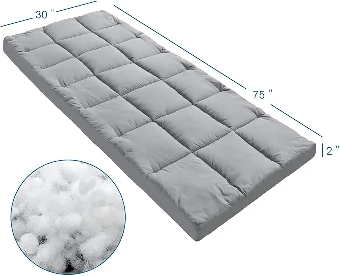 Cot Mattress Topper (Improved Thickness), Quilted Cot Pads for Camping, Soft Comfortable Sleeping Cot Mattress Pad Only, Camping Mattress Pad 75"x30" for Camp Cot/Rv Bunk/Narrow Twin Beds, Navy