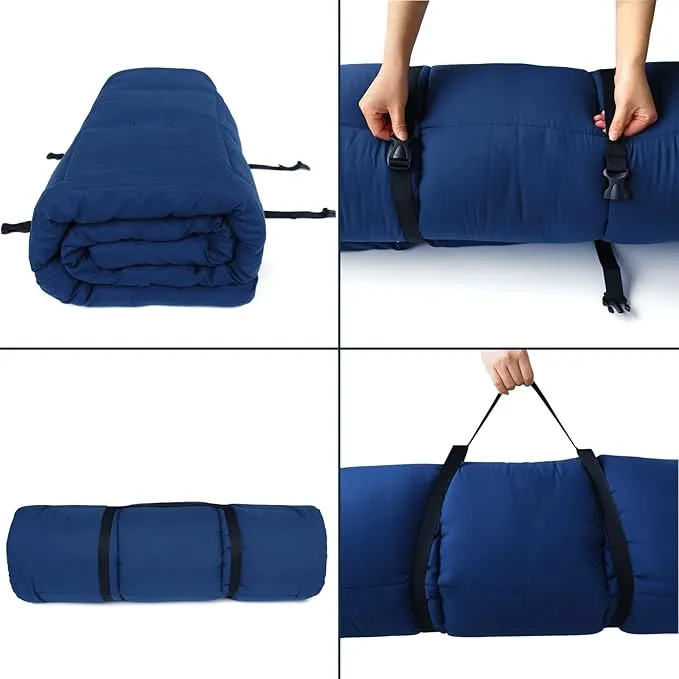 Cot Mattress Topper (Improved Thickness), Quilted Cot Pads for Camping, Soft Comfortable Sleeping Cot Mattress Pad Only, Camping Mattress Pad 75"x30" for Camp Cot/Rv Bunk/Narrow Twin Beds, Navy