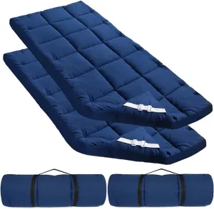 Cot Mattress Topper (Improved Thickness), Quilted Cot Pads for Camping, Soft Comfortable Sleeping Cot Mattress Pad Only, Camping Mattress Pad 75"x30" for Camp Cot/Rv Bunk/Narrow Twin Beds, Navy