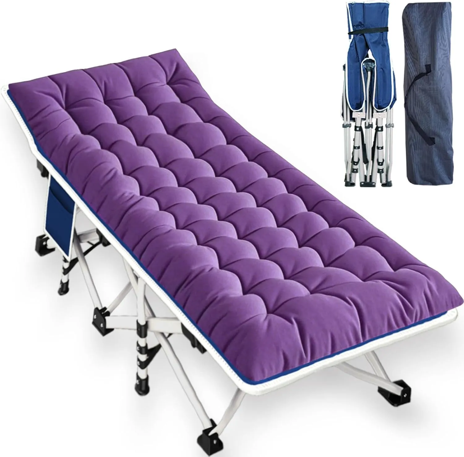 Cots for Sleeping with Pad Camping Cot with Comfortable Mattress Heavy Duty Camping Bed Sleeping Cot Include Carry Bag Camping Cots for Adults Kids Home Office Nap Indoor Outdoor