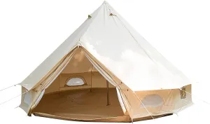 Cotton Canvas Tent with Stove Jack, 16.4ft Waterproof Bell Tent for Glamping, 4 Season Luxury Outdoor Camping Yurt Tent 8-10 Person, Great for Family