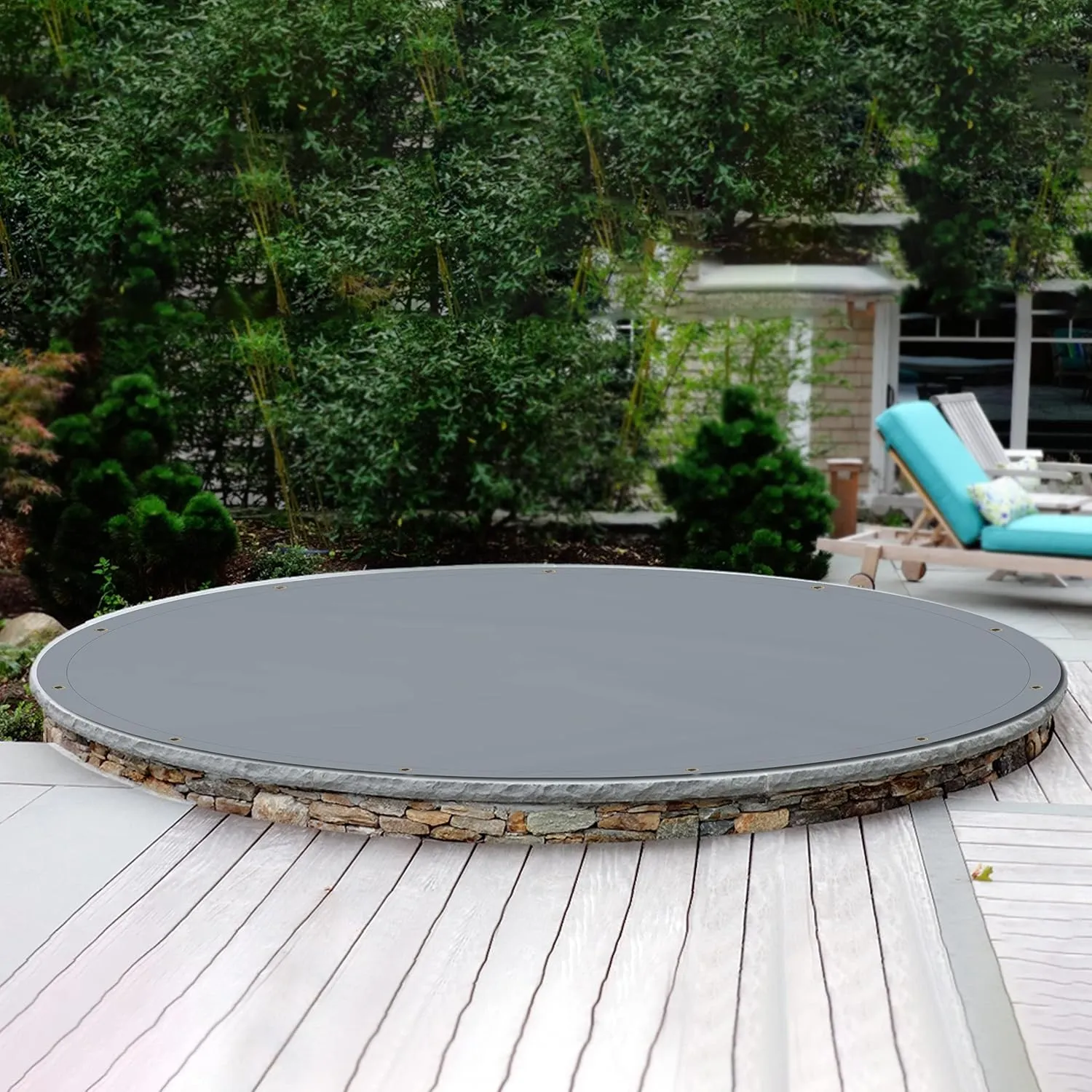 Covers & All Round Tarp Heavy Duty Waterproof 18 Oz PVC Polyester, Tear & UV Resistant Pool Cover, Multipurpose Use – Patio Garden Equipment, Sports Fields, Pet House, Tent (7ft Diameter, Gray)