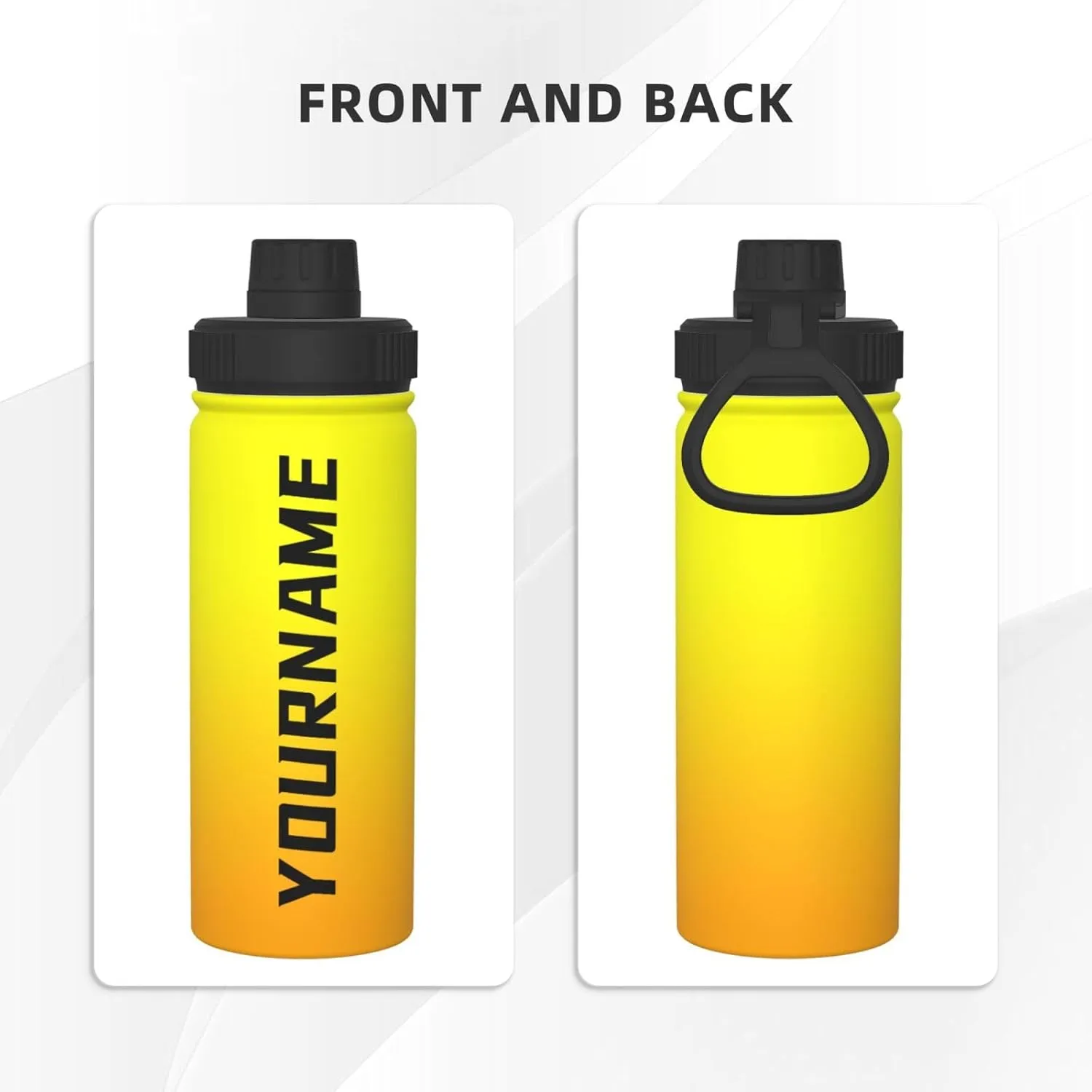 Customized 18 oz Insulated Stainless Steel Water Bottles Custom Name Sports Water Bottle for Hiking Gym Travel, Personalized Ombre Colors Flask