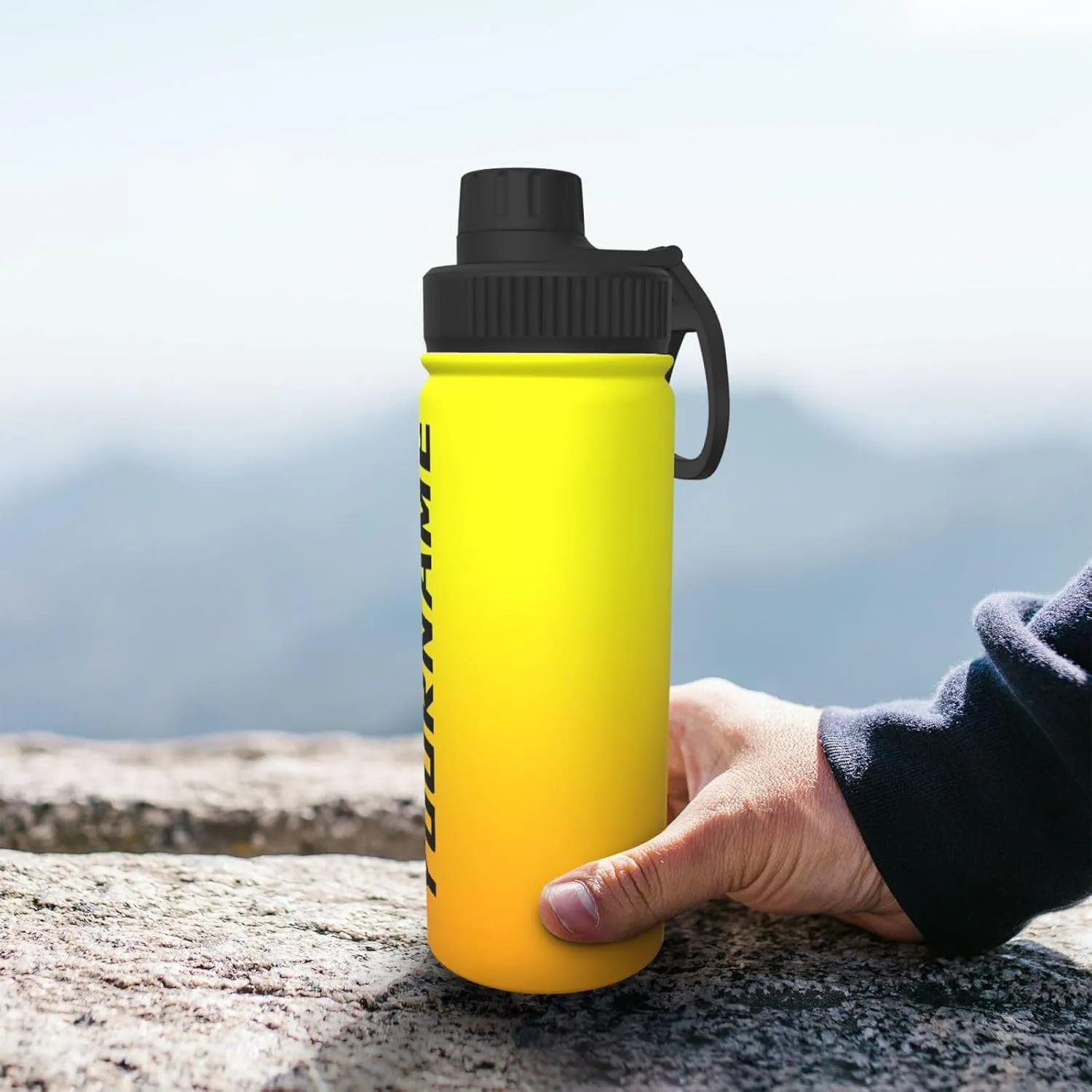 Customized 18 oz Insulated Stainless Steel Water Bottles Custom Name Sports Water Bottle for Hiking Gym Travel, Personalized Ombre Colors Flask