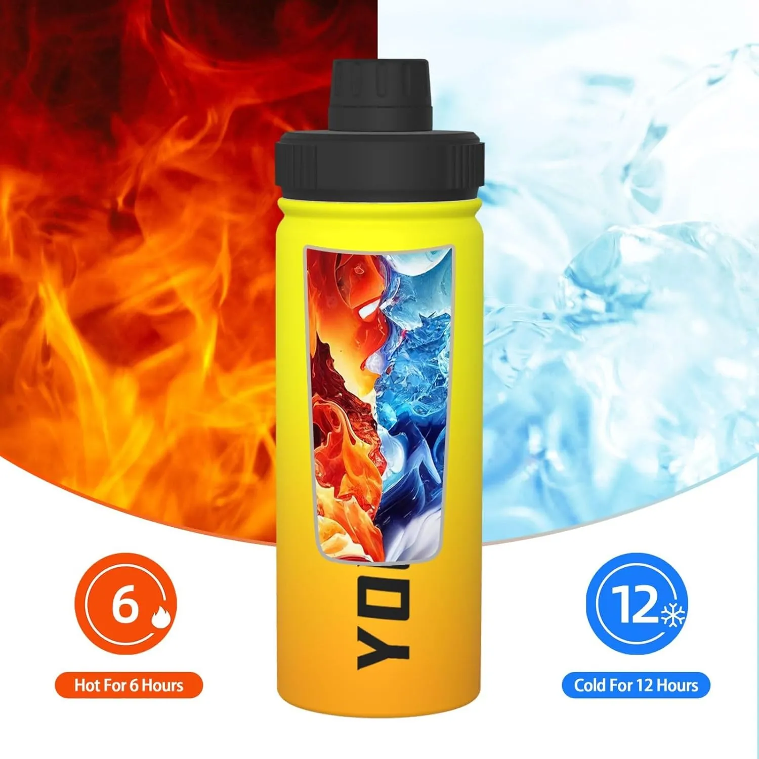 Customized 18 oz Insulated Stainless Steel Water Bottles Custom Name Sports Water Bottle for Hiking Gym Travel, Personalized Ombre Colors Flask