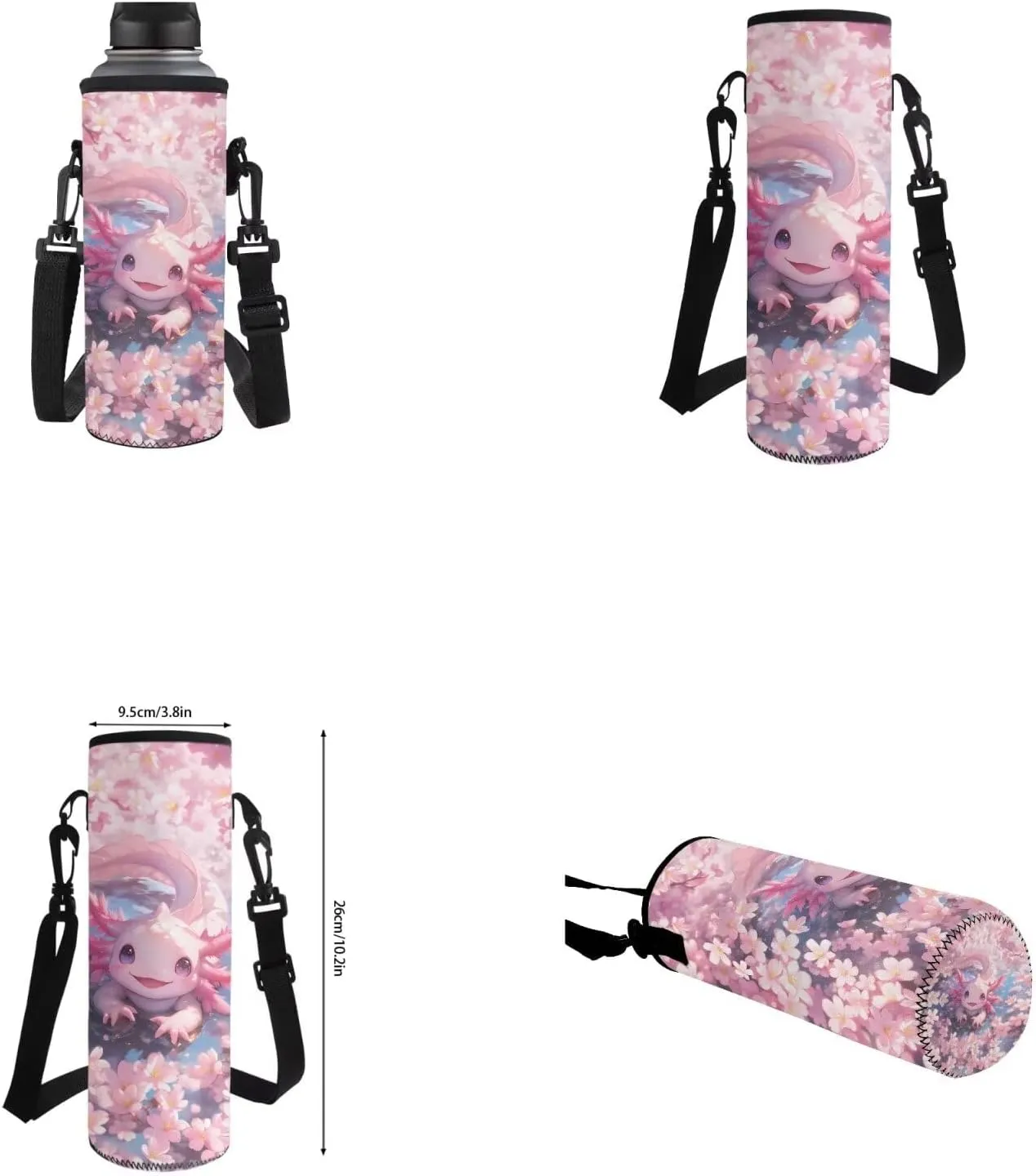 Cute Axolotl 6Th Grade Backpack for Boys 17 Inch Backpack and Lunch Bag Pencil Case Water Bottle Sleeve Set for Girls Ideal for Students Go To School Extracurricular Activities