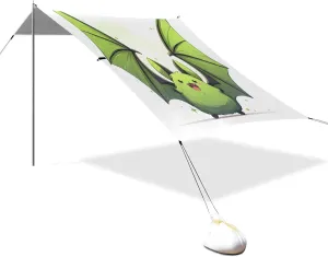 Cute Green Monkey Foldable Beach Tent UPF50 Easy Setup Shade Sun Shelter with Sand Pockets for Camping, Picnics, Backyard & Fishing