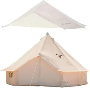 DANCHEL OUTDOOR Cotton Canvas Bell Tent with Waterproof Rain Fly Tarp for Glamping, 4 Season Glamping Yurt Tent for All Year Living(5m/16.4ft)