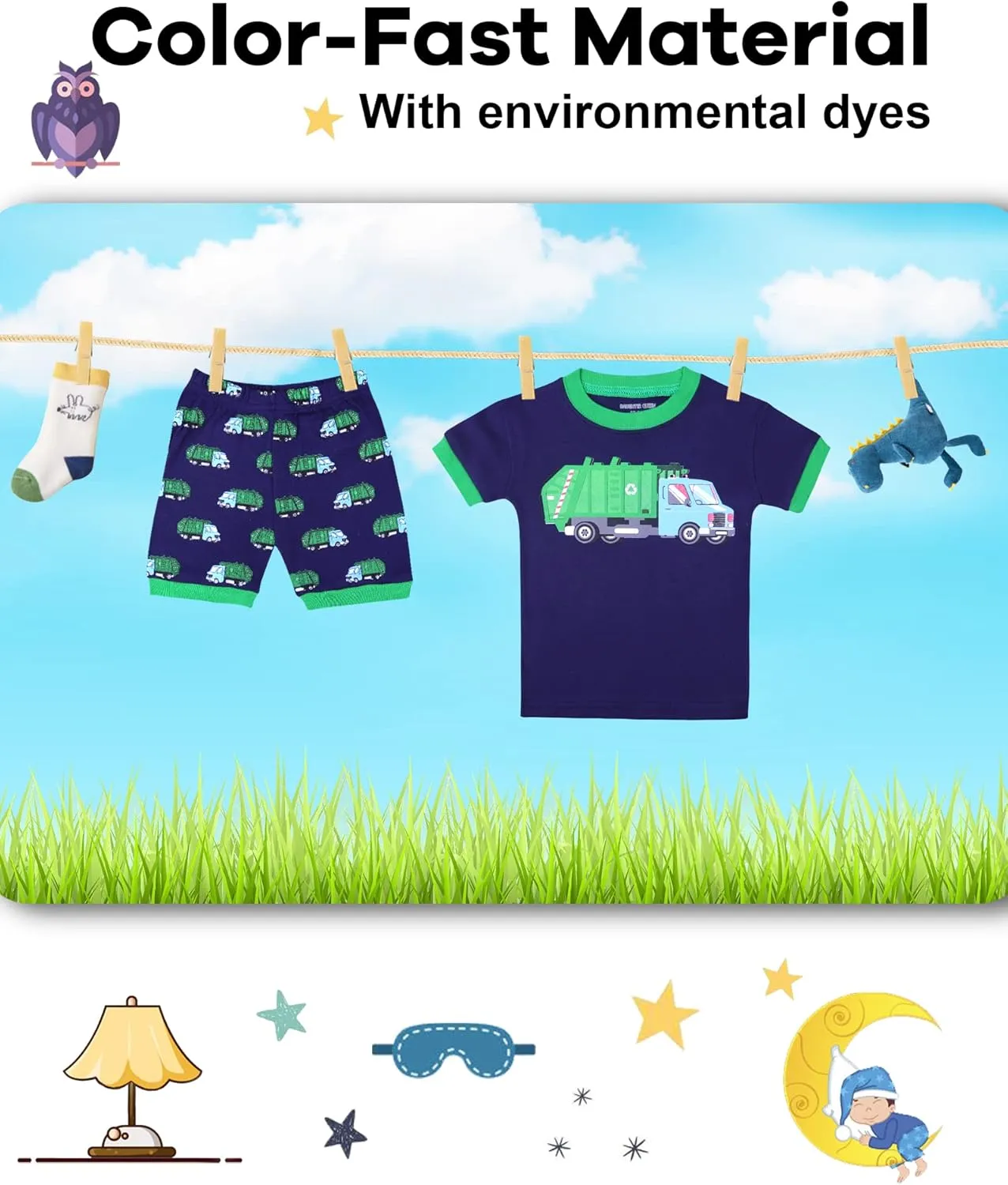 DAUGHTER QUEEN Boys Pajamas 4 Pieces Short Set 100% Cotton Sleepwear Size 18 Months-12 Years