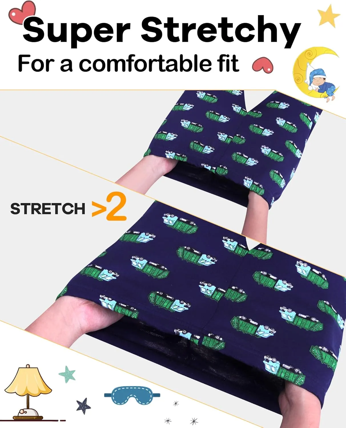 DAUGHTER QUEEN Boys Pajamas 4 Pieces Short Set 100% Cotton Sleepwear Size 18 Months-12 Years