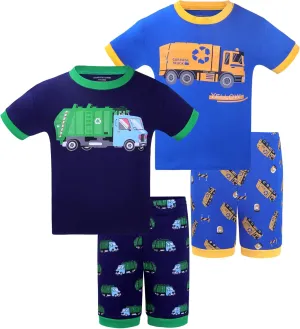 DAUGHTER QUEEN Boys Pajamas 4 Pieces Short Set 100% Cotton Sleepwear Size 18 Months-12 Years