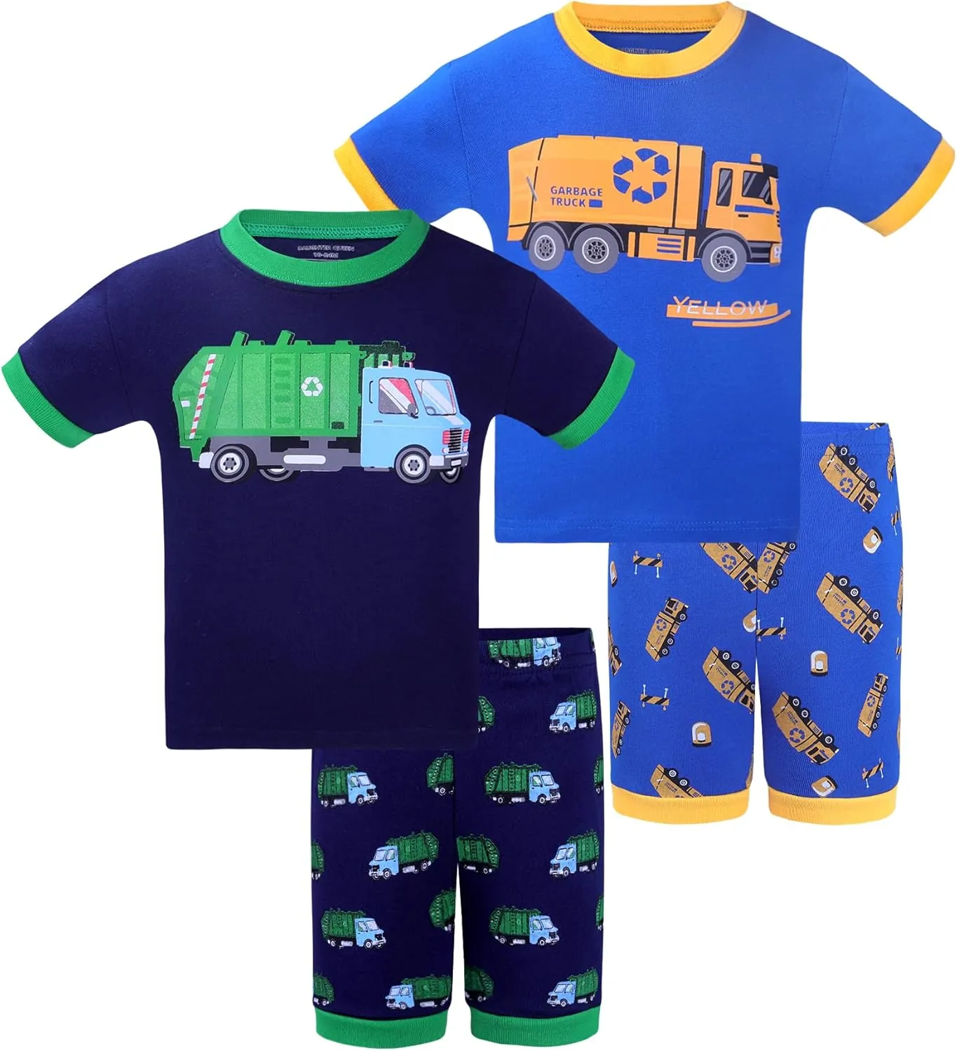 DAUGHTER QUEEN Boys Pajamas 4 Pieces Short Set 100% Cotton Sleepwear Size 18 Months-12 Years