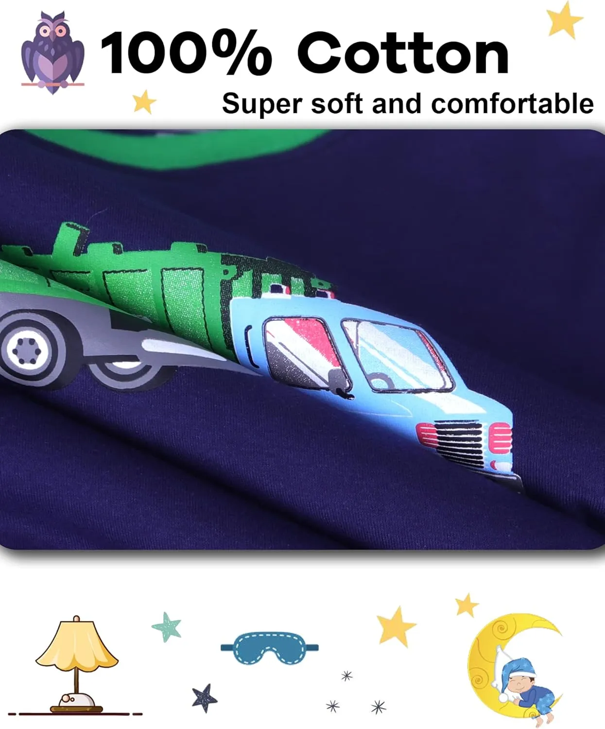 DAUGHTER QUEEN Boys Pajamas 4 Pieces Short Set 100% Cotton Sleepwear Size 18 Months-12 Years