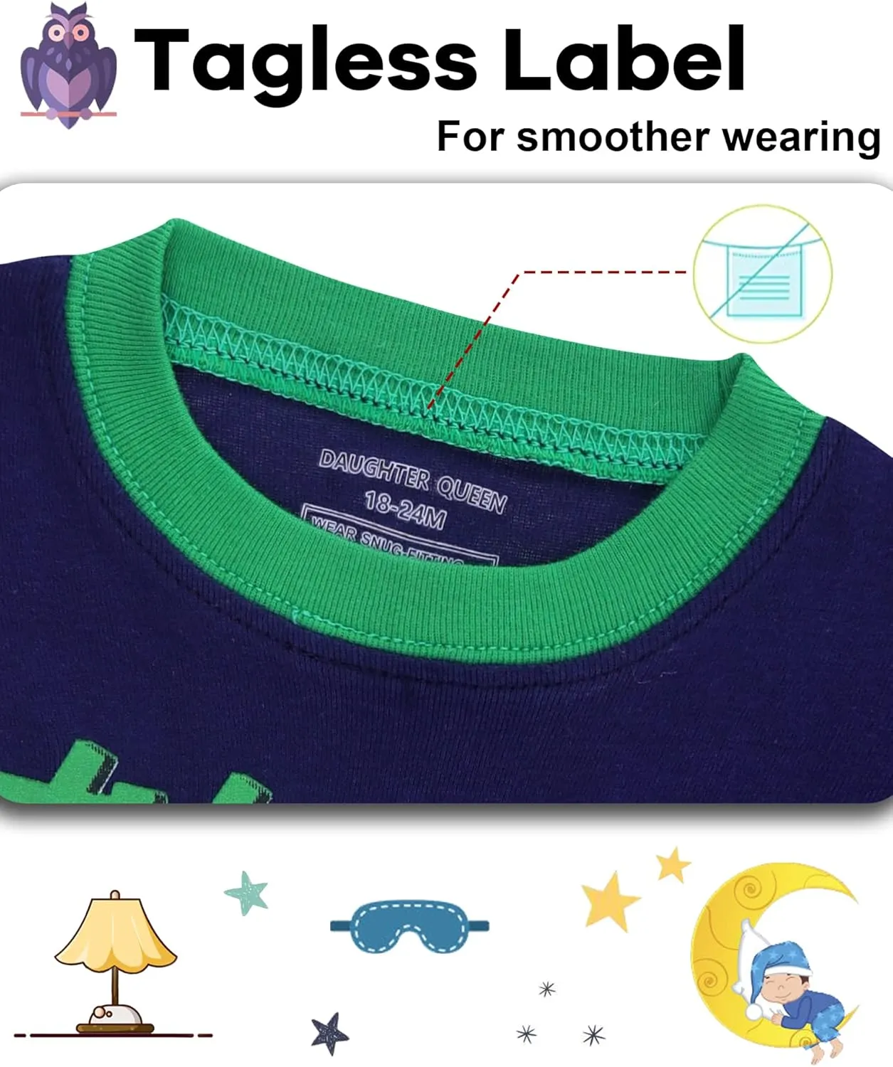 DAUGHTER QUEEN Boys Pajamas 4 Pieces Short Set 100% Cotton Sleepwear Size 18 Months-12 Years