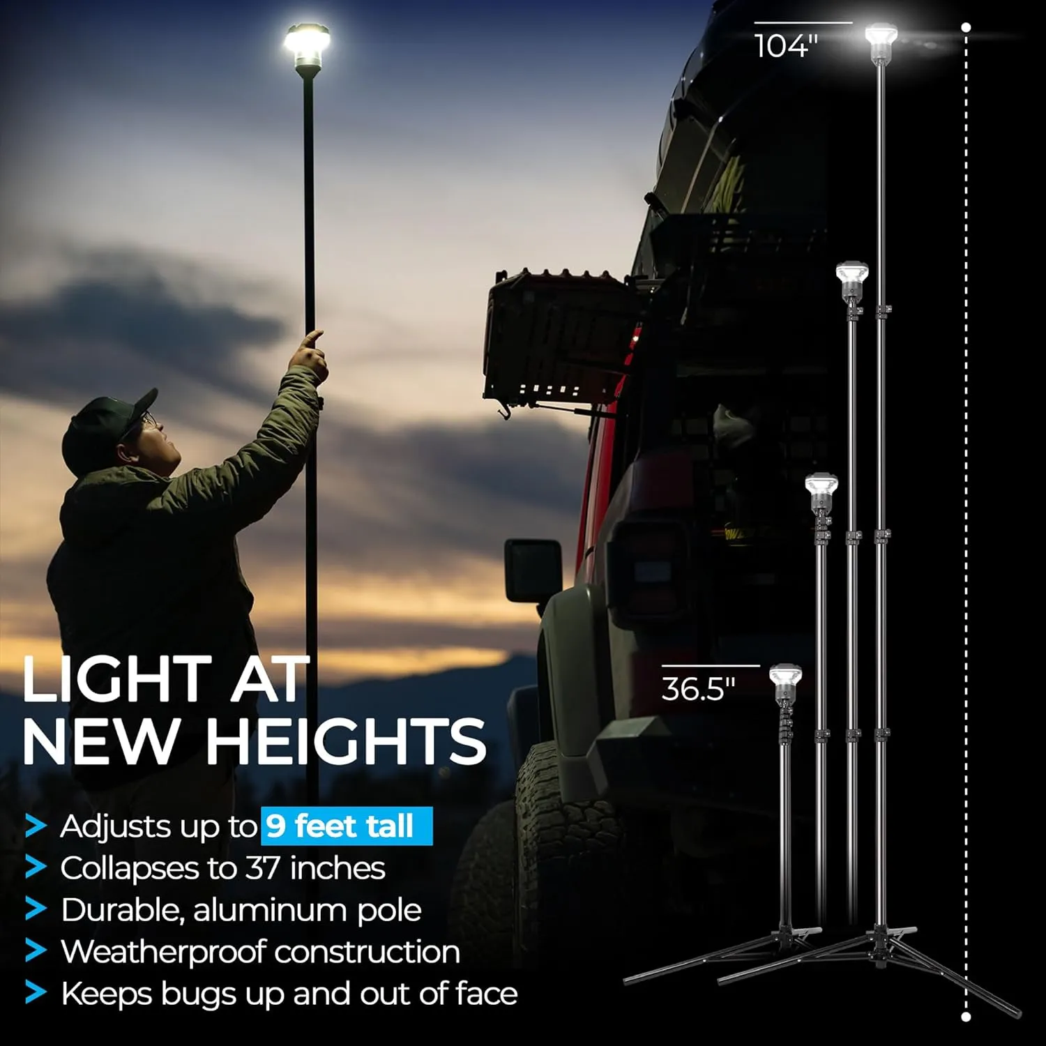 Devos Outdoor LightRanger 1200 - High-Performance LED Tripod Lantern with Adjustable Height, 1200 Lumens Brightness, and Long Battery Life.
