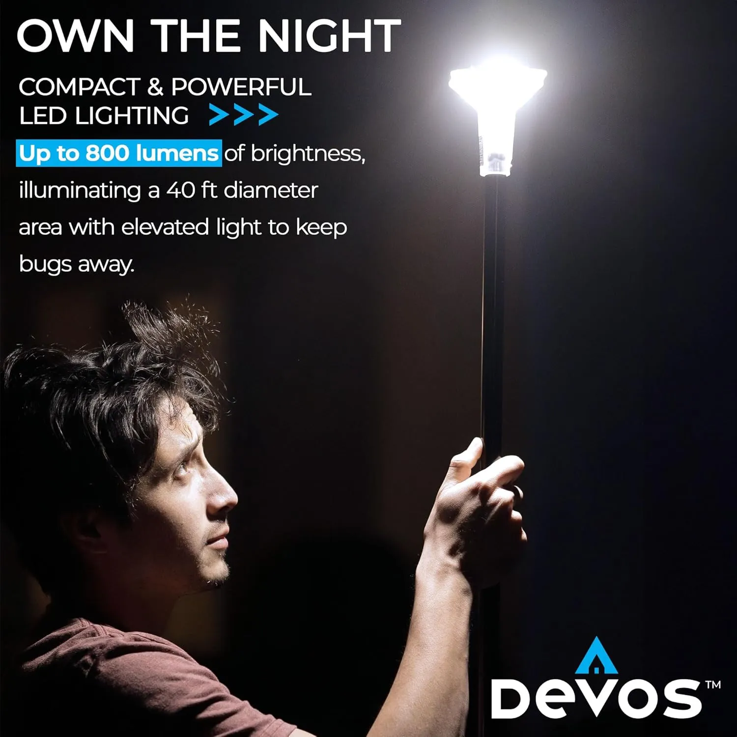 Devos Outdoor | LightRanger 800 Lumen Rechargeable Telescoping LED Lantern | 30 Hour Run Time | Illuminates a 40 Foot Diameter Area | 2 Pack with Padded Case