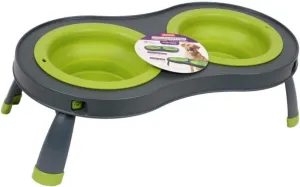 Dexas Popware for Pets Double Elevated Pet Feeder, Large, Gray/Green