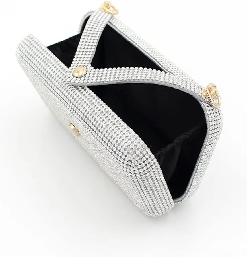 Diamond-Encrusted V-Shaped Dinner Bag Women's Bag Wedding Banquet Holding Bag Evening Dress Bag