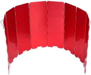 Dilwe Gas Stove Wind, Lightweight 8 Plate Folding Stove Windshield Backpacking Windscreen with Storage Box for Outdoor Picnic Grill Cooking(Red)