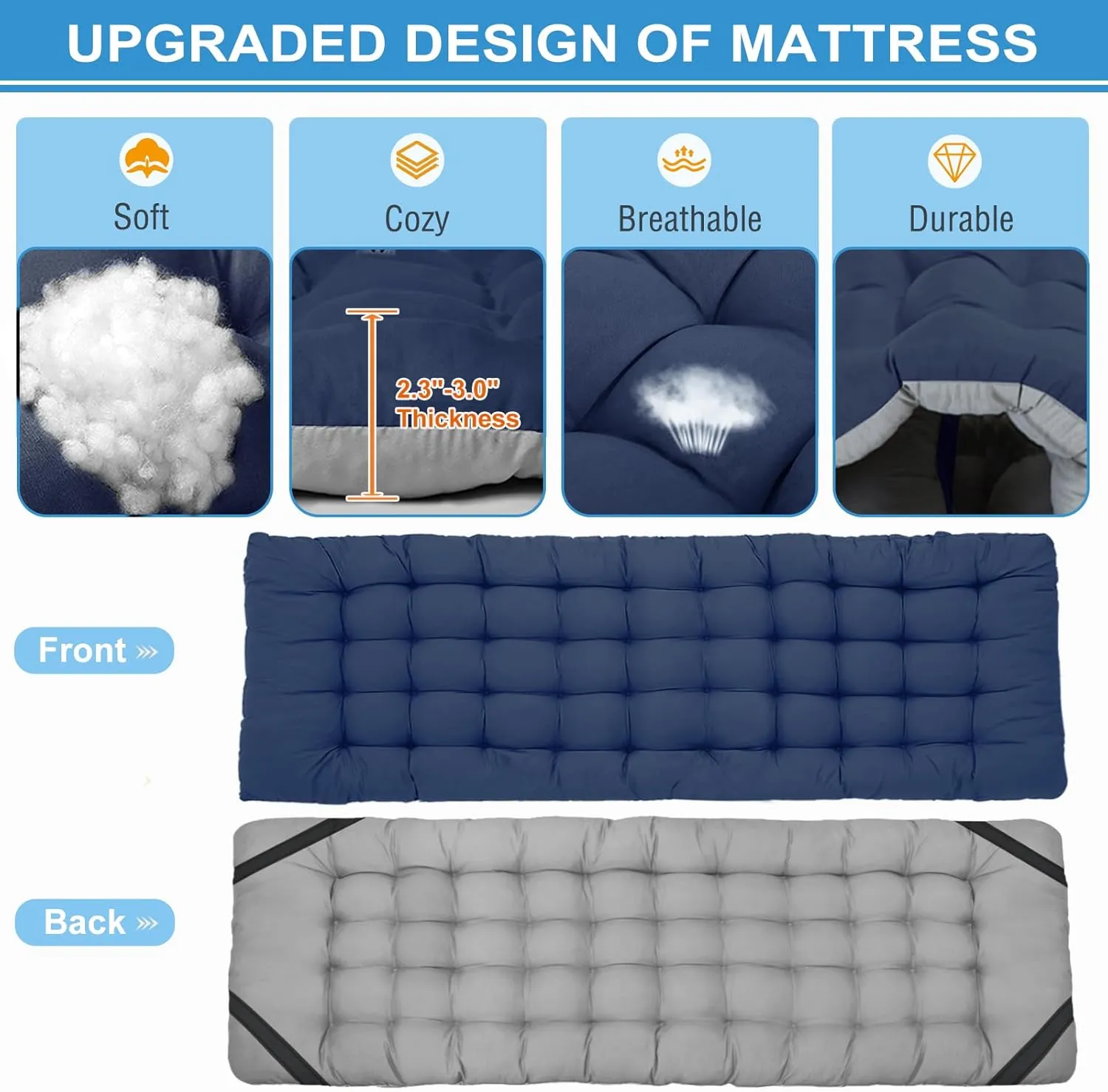 DoCred Oversized XXL Folding Camping Cot with Mattress, 2 Pack Heavy Duty Sleeping Cot Bed Portable Adults Outdoor Bed with Carry Bag, Travel Camp Cots