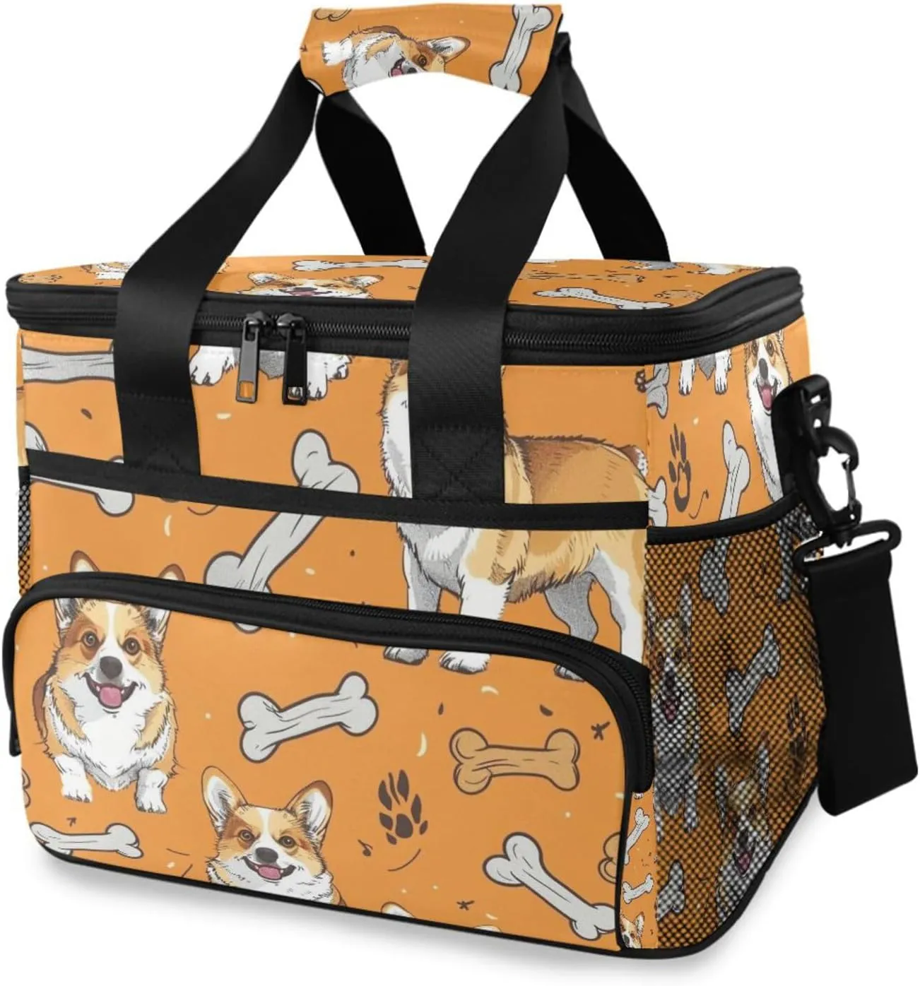 Dog Corgi Dog Pet Yellow Cooler Bag Insulated Cooler Soft Sided Cooler 24 Can Portable Picnic Bag Large Leakproof Lunch Bag Box for Beach Grocery Camping Travel Car Men Women