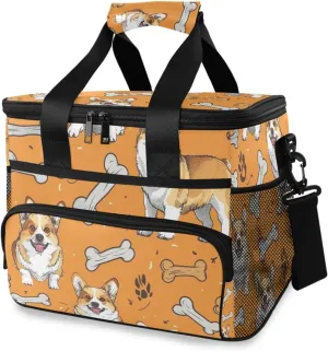 Dog Corgi Dog Pet Yellow Cooler Bag Insulated Cooler Soft Sided Cooler 24 Can Portable Picnic Bag Large Leakproof Lunch Bag Box for Beach Grocery Camping Travel Car Men Women