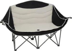 Double Camping Chair, Oversized Folding Loveseat Camping Chair for Adult Heavy Duty 2 Person Camping Chair Lawn Chair Camping Couch