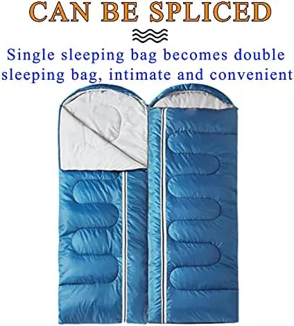 Double Sleeping Bag, Outdoor Camping, Ultra-Light Adult, Suitable for Hiking, Soft and Stitchable,Red/Left