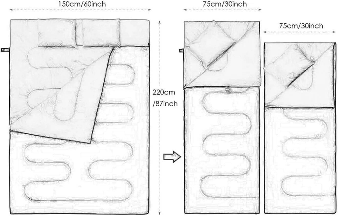 Double Sleeping Bag Warm Camping Sleep Bag 2 Person with Carry Pouch Portable Waterproof Backpacking Quilt for Indoor Travel