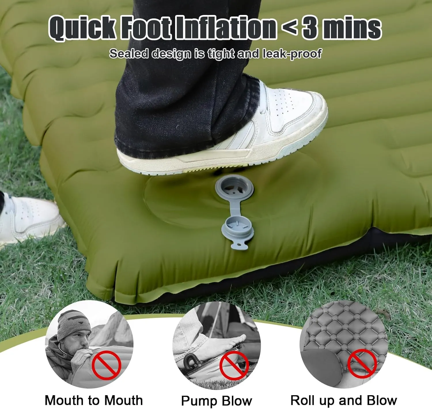 Double Sleeping Pad, Self Inflating 4.7'' Extra Thick for 2 Person Built-in Pump, Portable Camping Mattress Sleeping Mat for Backpacking Hiking Tent Travel