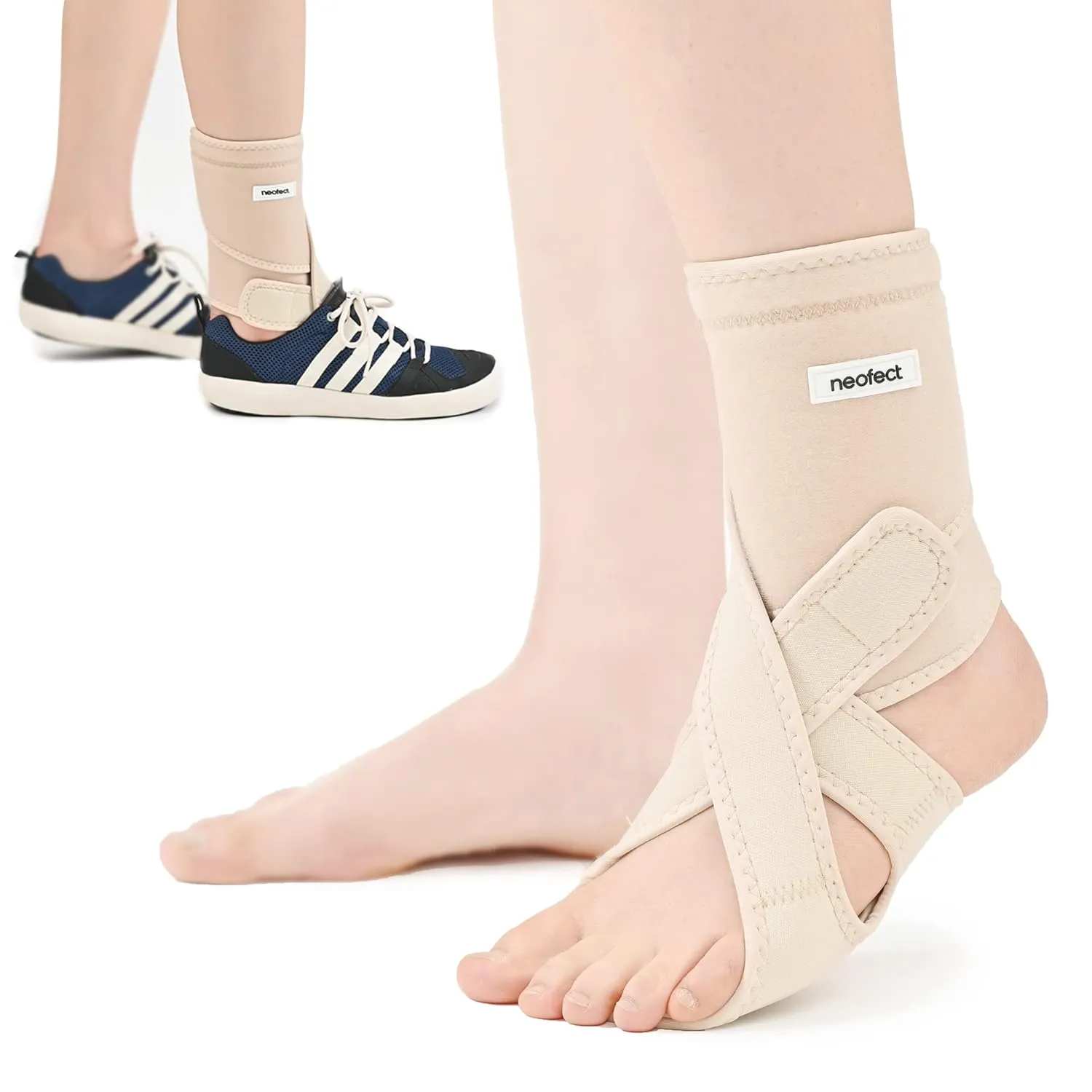 Drop Foot Brace Beige Right AFO Foot Drop Brace for Walking, Drop Foot Brace with Shoes, Stroke Recovery Equipment, Foot Drop Brace for Sleeping, Adjustable Ankle Brace (Right)
