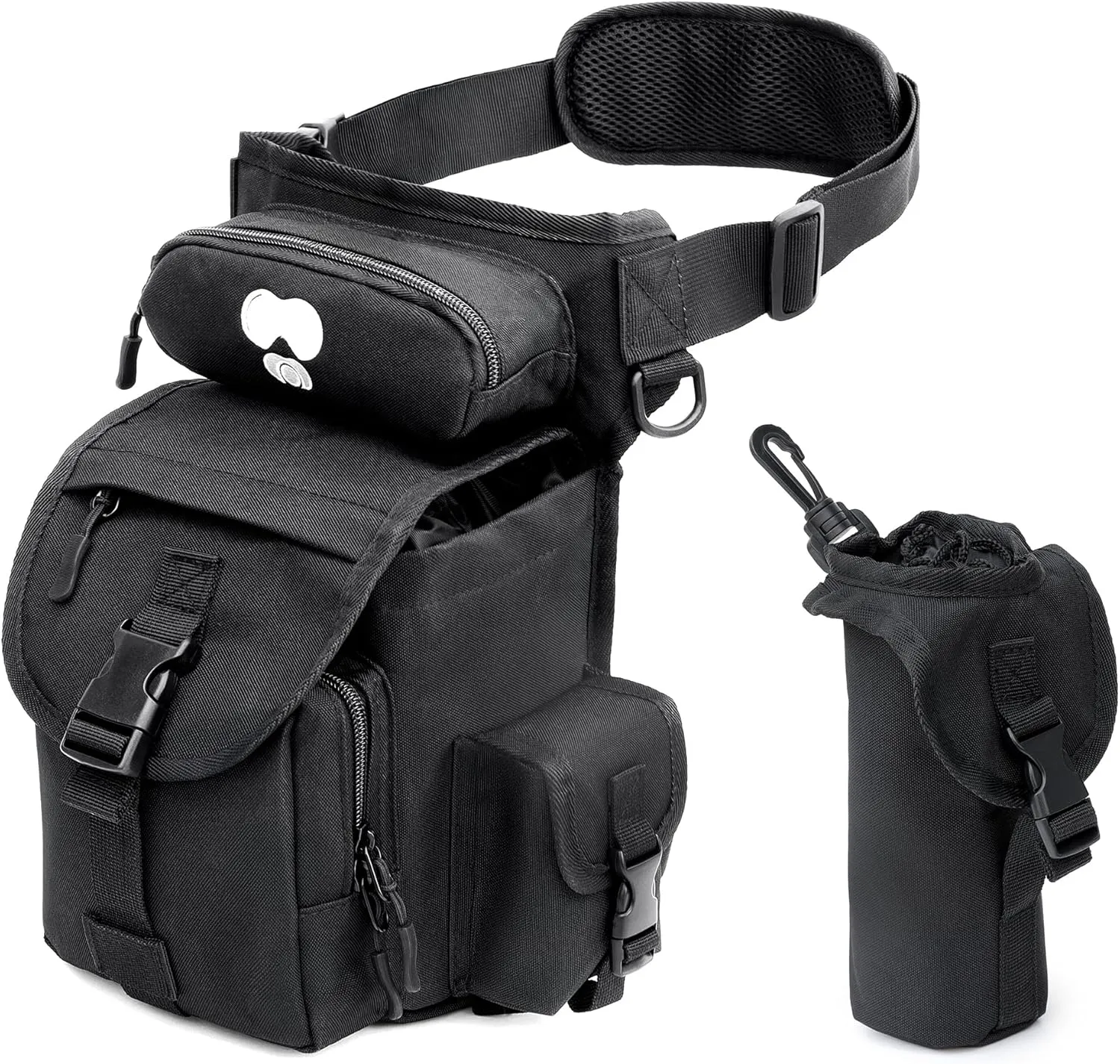 Drop Leg Tactical Bag for Men, Women, Parents, Hiking, Biking, Traveling or Photographers with an Insulated Bottle Pouch and Shoulder Strap.