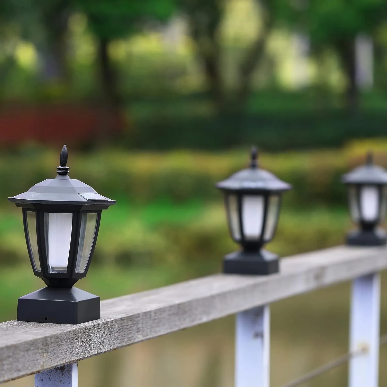 Dynaming Solar Flame Post Lights Outdoor, Solar Powered Lamps Fence Post Cap Lights, Flickering Flame LED Lantern Decorative Waterproof for Garden Deck Patio, Fit 4x4, 5x5 or 6x6 Wooden Posts, 4 Pack