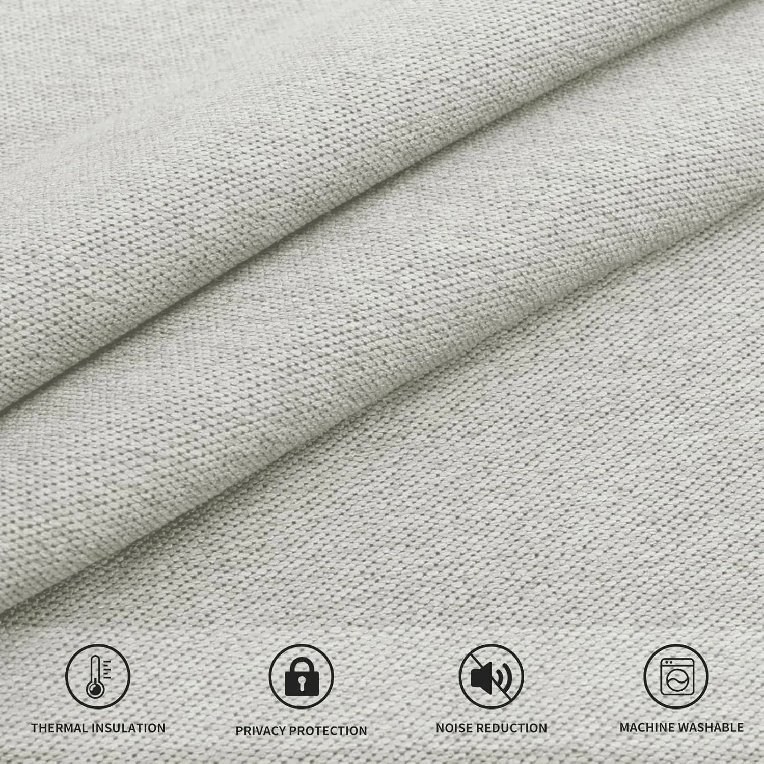 Easy-Going Linen Look Blackout Curtain 84 Inch Length Grommet Window Curtain Drapes for Bedroom, Living Room Thermal Insulated Room Darkening (Set of 2 Panels, Light Gray)