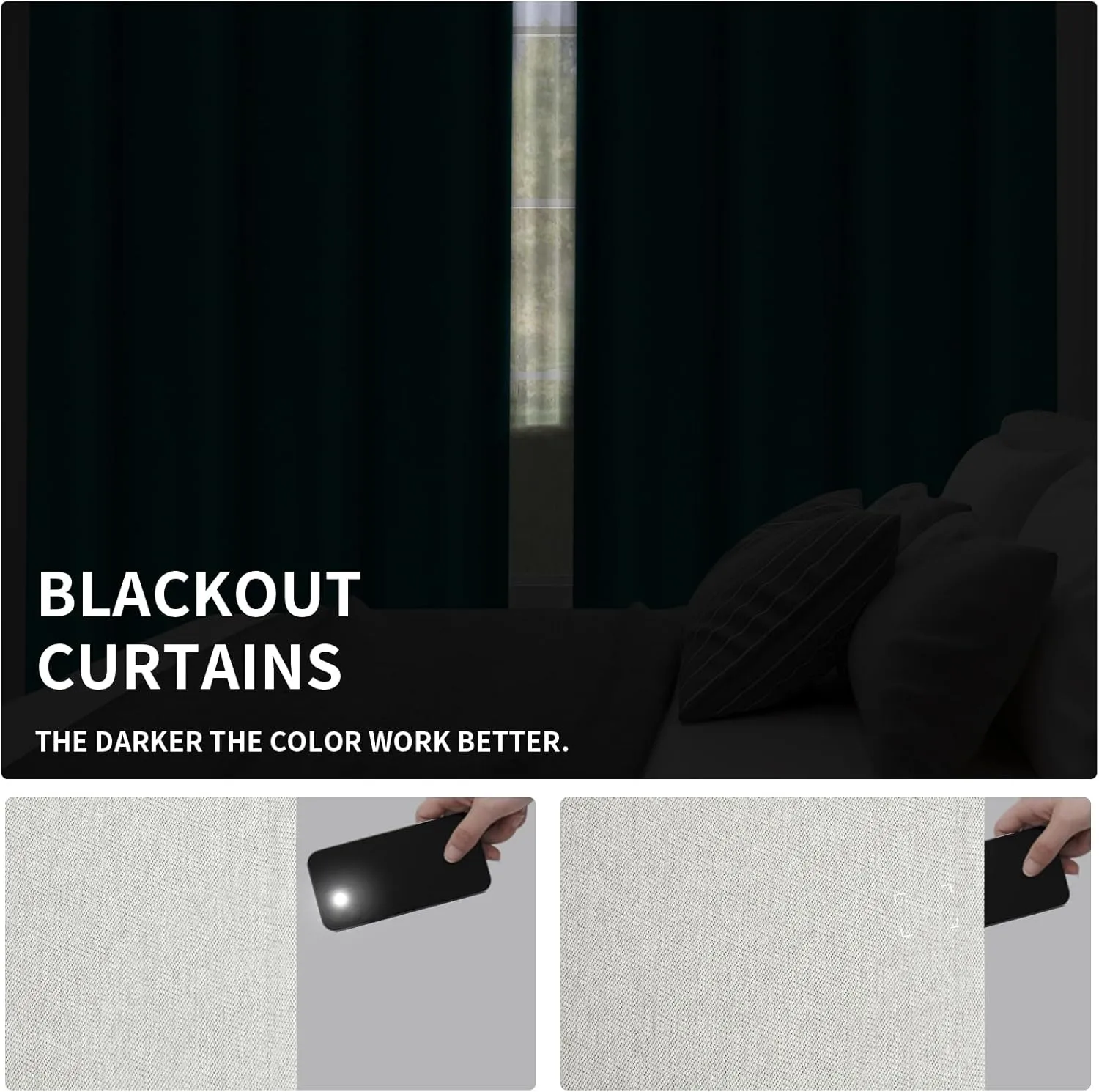 Easy-Going Linen Look Blackout Curtain 84 Inch Length Grommet Window Curtain Drapes for Bedroom, Living Room Thermal Insulated Room Darkening (Set of 2 Panels, Light Gray)