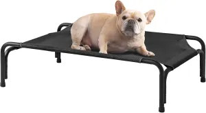 EHEYCIGA Reinforced Elevated Dog Cot Bed Medium, Raised Outdoor Dog Hammock, Lifted Pet Platform with Frame and Washable Waterproof Cooling Teslin Mesh and Anti-Slip Feet, 35x22 inch