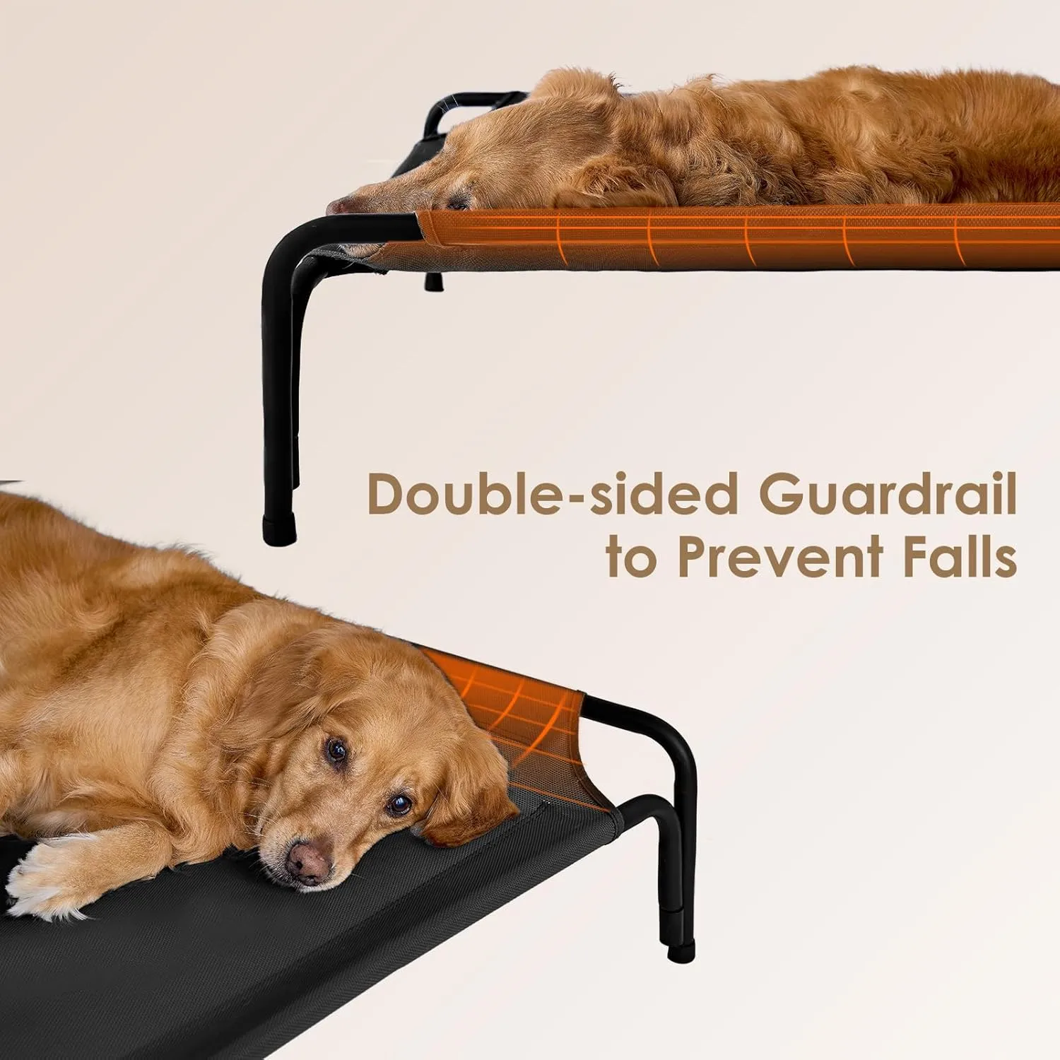 EHEYCIGA Reinforced Elevated Dog Cot Bed Medium, Raised Outdoor Dog Hammock, Lifted Pet Platform with Frame and Washable Waterproof Cooling Teslin Mesh and Anti-Slip Feet, 35x22 inch