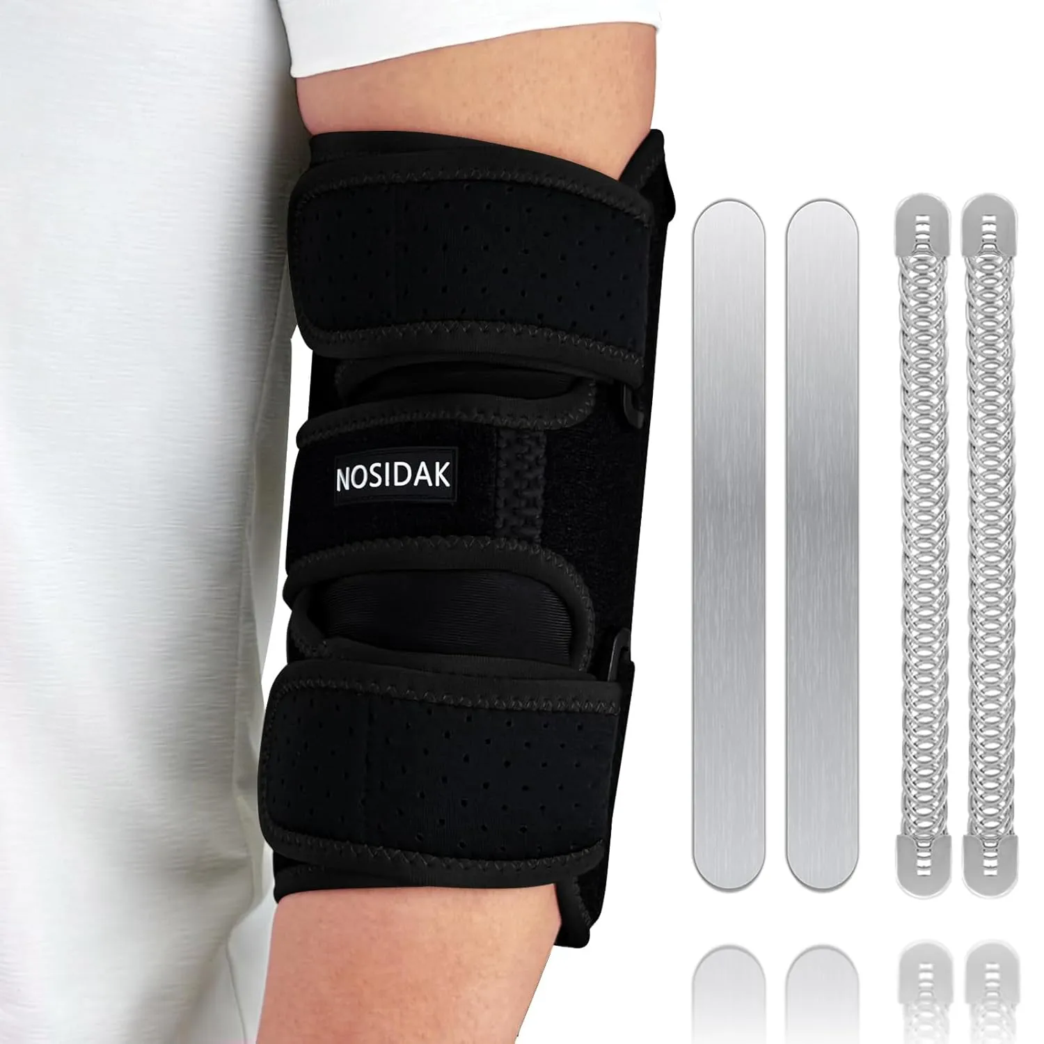 Elbow Brace for Cubital Tunnel Syndrome, Ulnar Nerve Brace, Elbow Splint for Sleeping with 4 Removable Metal Splints for Tendonitis, Arthritis, Tennis, Golf, Pain Relief for Men & Women Left