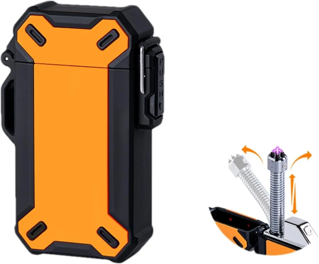 Electric Lighter Flexible Waterproof Windproof Pulse Arc Lighers USB Rechargeable for Candle Kitchen Outdoor Fireplace Camping(Orange)