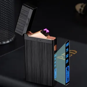 Electric Lighter, Plasma Dual Arc Lighter, USB Rechargeable Lighter, Windproof Flameless Lighter, Pocket Metal Lighter with LED Battery Indication for Candles, Incense, Camping (Balck)