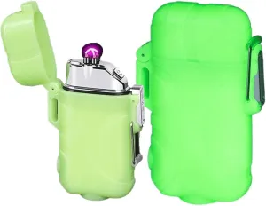 Electric Lighters，USB Rechargeabl Plasma Lighters，Waterproof Stormproof Flameless Camping Lighter Household Supplies for Cigarette/Cigar ，Candle，Survival ，Camping，Backpacking，Hiking (Color : Luminous