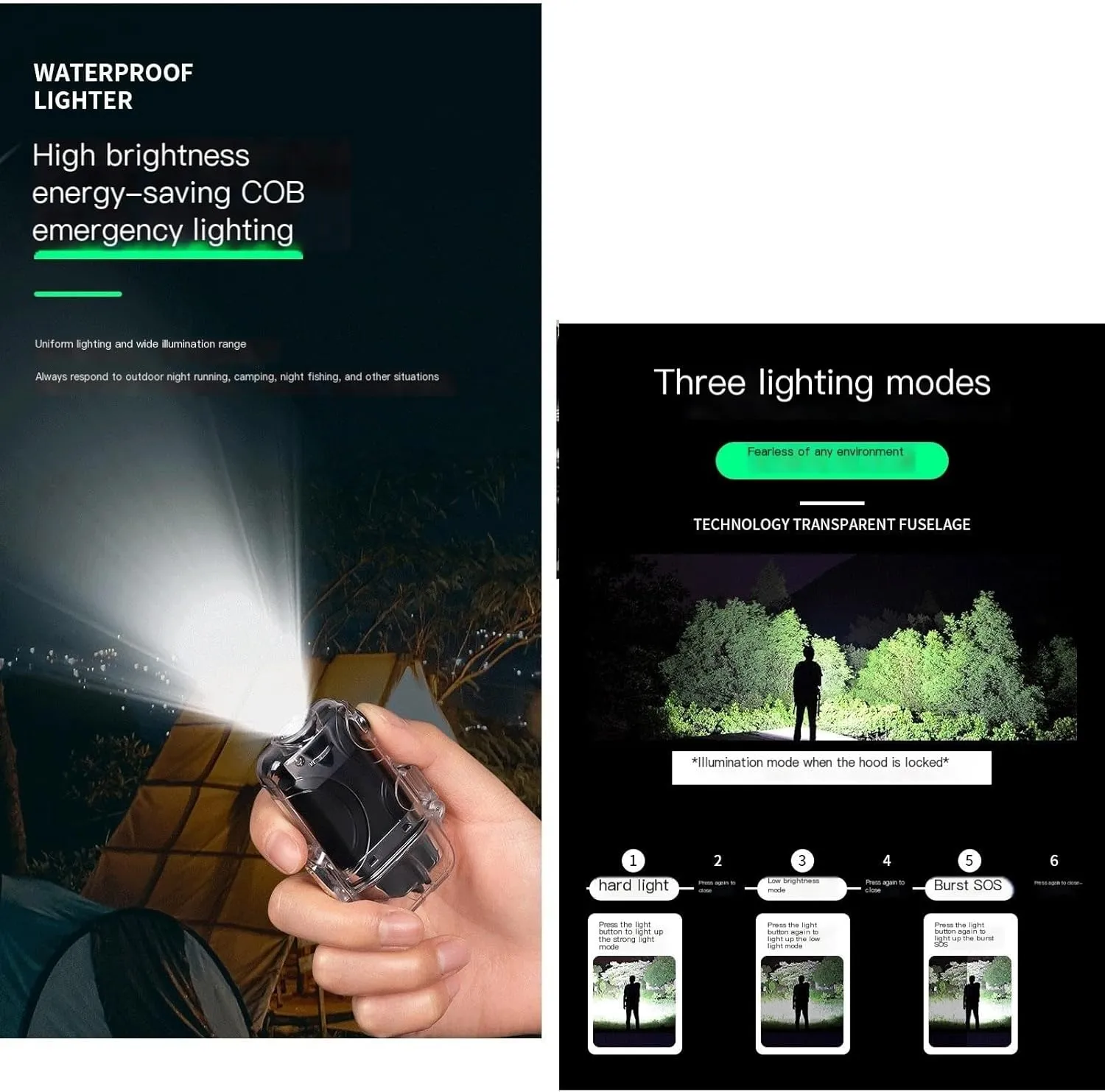 Electric Lighters，USB Rechargeabl Plasma Lighters，Waterproof Stormproof Flameless Camping Lighter Household Supplies for Cigarette/Cigar ，Candle，Survival ，Camping，Backpacking，Hiking (Color : Luminous